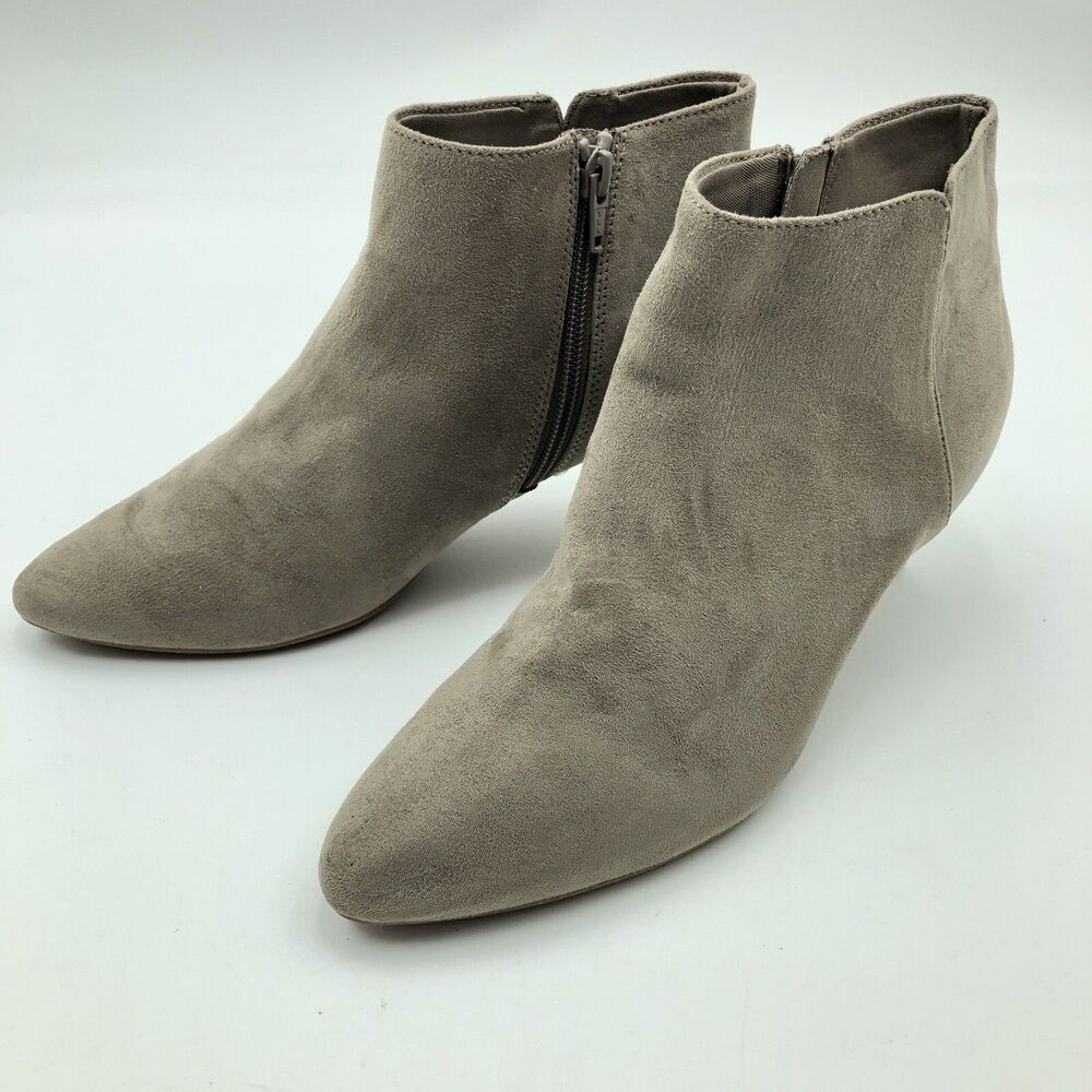 Old Navy Gray Suede Side Zip Heeled Ankle Booties Size US 7
